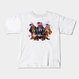 4th of July Dachshund Dogs #3 Kids T-Shirt